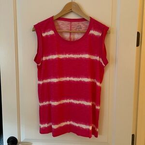 Banana Republic “Malibu Tee” Vibrant Pink and White Sleeveless Tee